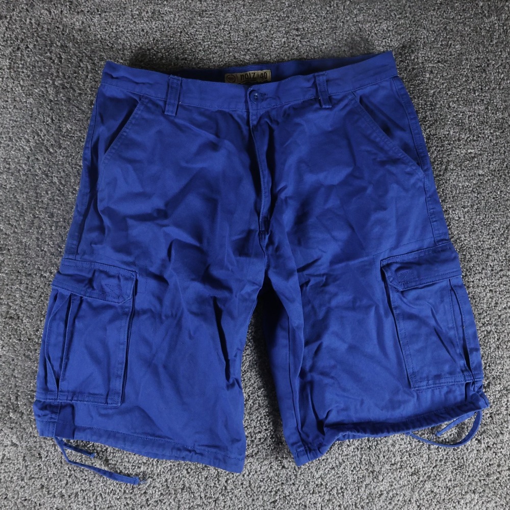 NOIZ Men's Size 40 Blue Cargo Shorts Baggy Y2K Utility Hip Hop Streetwear